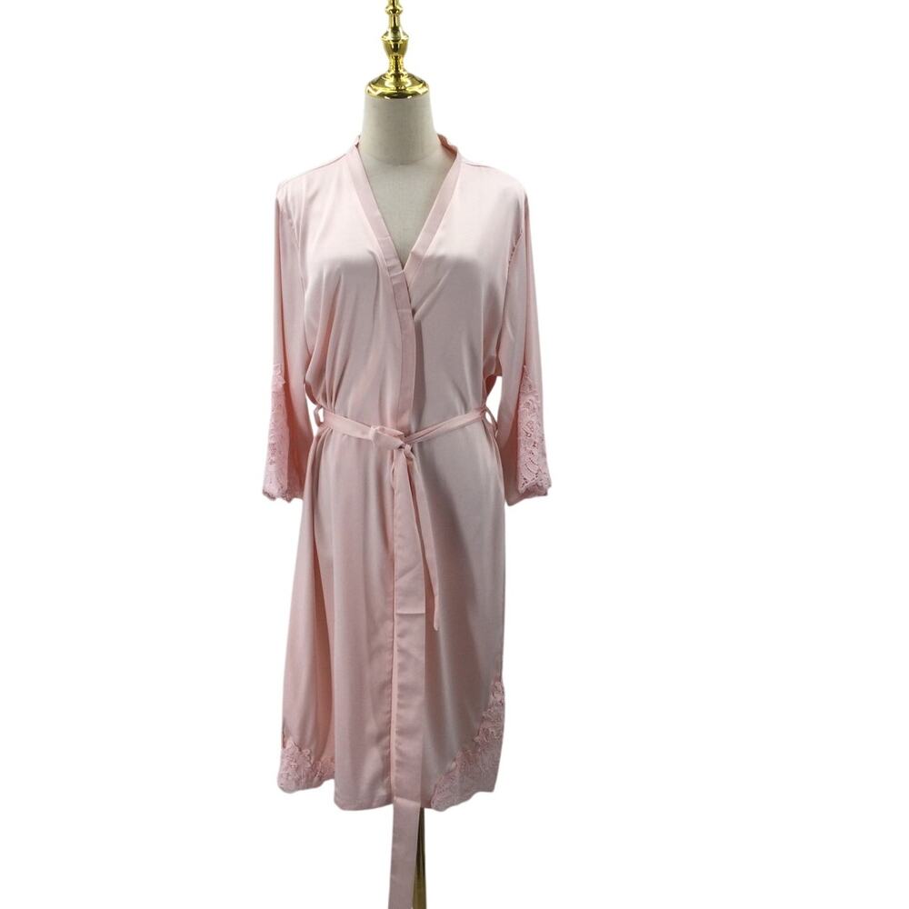 AW BRIDAL XL pink lace satin robe lounge NEW B52